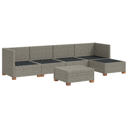 vidaXL 6 pcs Rattan Lounge Set with Cushions GENDT Natural Rattan