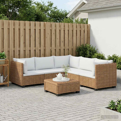vidaXL 6 pcs Rattan Lounge Set with Cushions GENDT Natural Rattan