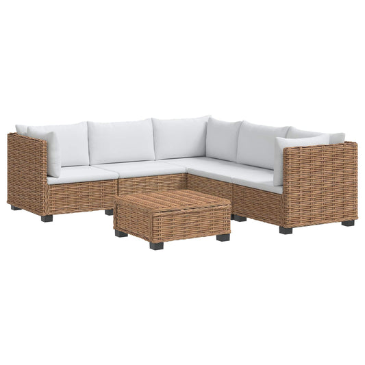 vidaXL 6 pcs Rattan Lounge Set with Cushions GENDT Natural Rattan