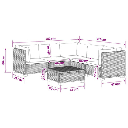 vidaXL 6 pcs Rattan Lounge Set with Cushions GENDT Natural Rattan