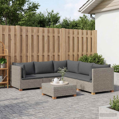 vidaXL 6 pcs Rattan Lounge Set with Cushions GENDT Natural Rattan