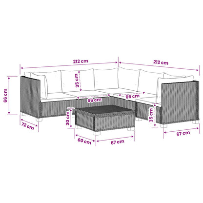 vidaXL 6 pcs Rattan Lounge Set with Cushions GENDT Natural Rattan