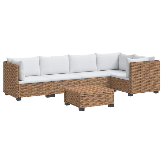 vidaXL 6 pcs Rattan Lounge Set with Cushions GENDT Natural Rattan