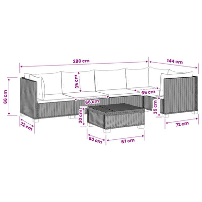 vidaXL 6 pcs Rattan Lounge Set with Cushions GENDT Natural Rattan