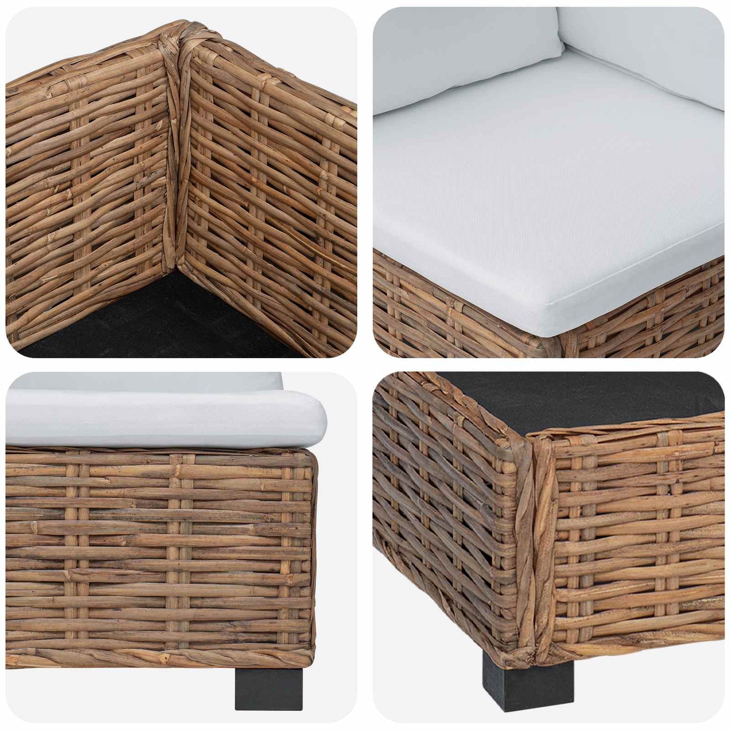 vidaXL 2 pcs Rattan Lounge Set with Cushions GENDT Natural Rattan