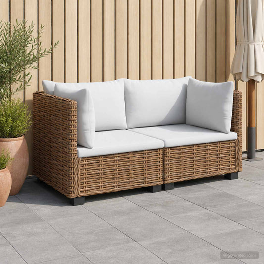vidaXL 2 pcs Rattan Lounge Set with Cushions GENDT Natural Rattan
