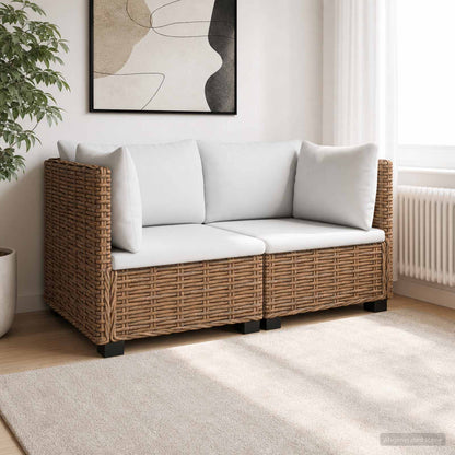 vidaXL 2 pcs Rattan Lounge Set with Cushions GENDT Natural Rattan