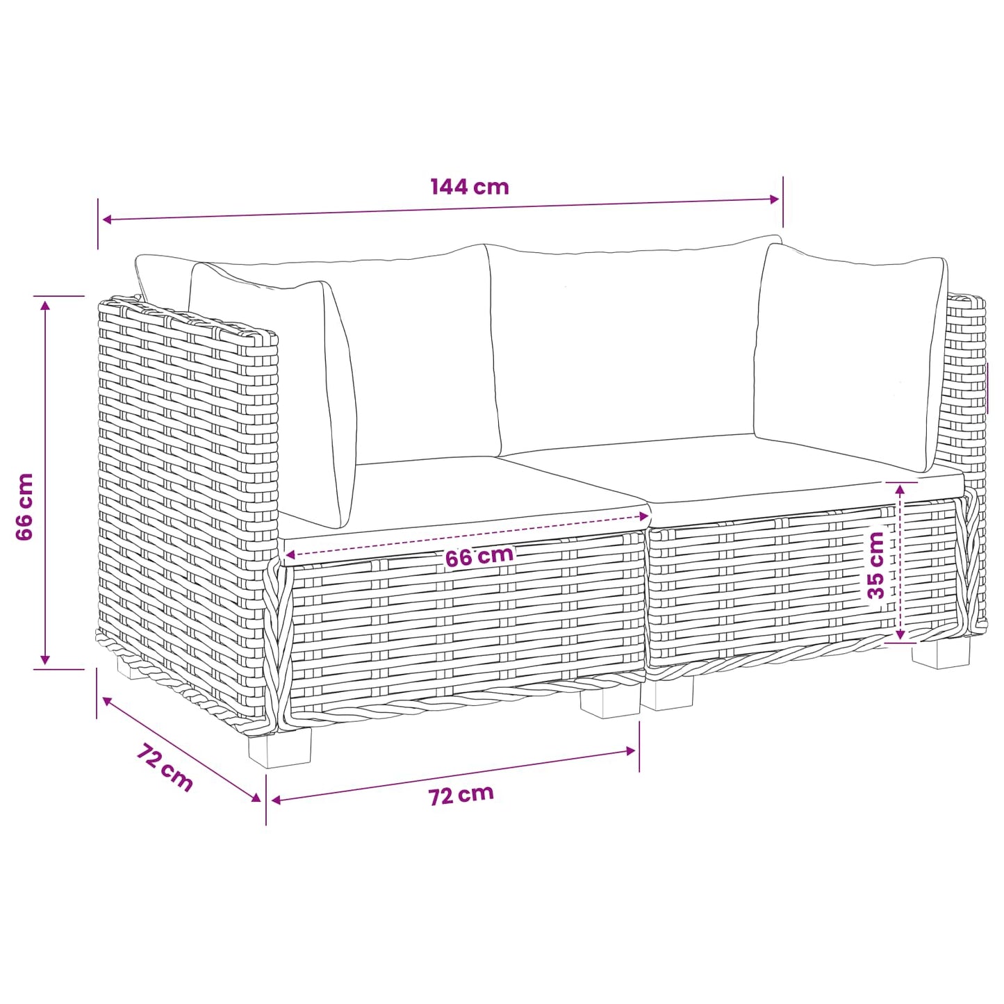 vidaXL 2 pcs Rattan Lounge Set with Cushions GENDT Natural Rattan