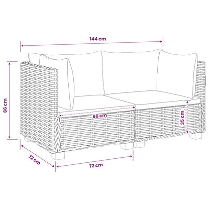 vidaXL 2 pcs Rattan Lounge Set with Cushions GENDT Natural Rattan