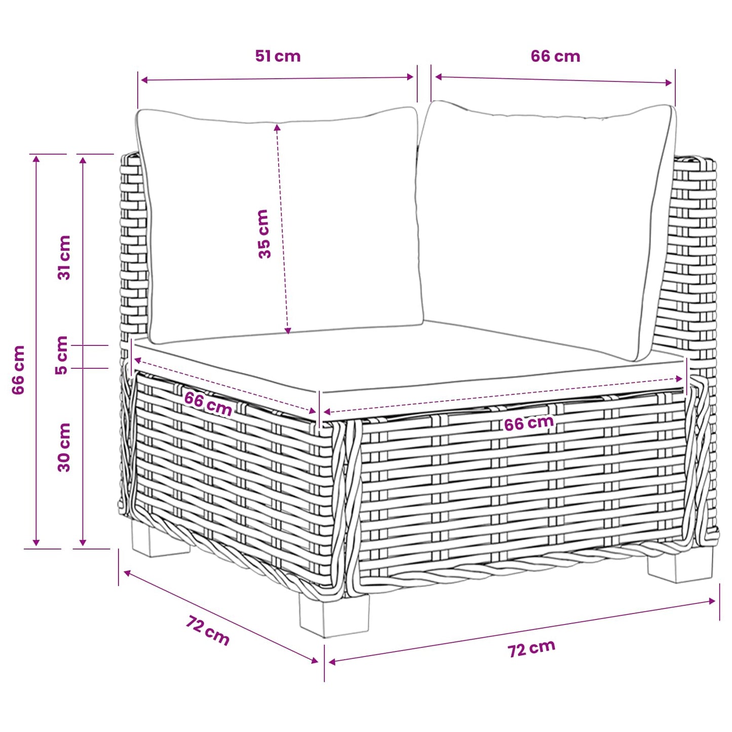 vidaXL 2 pcs Rattan Lounge Set with Cushions GENDT Natural Rattan