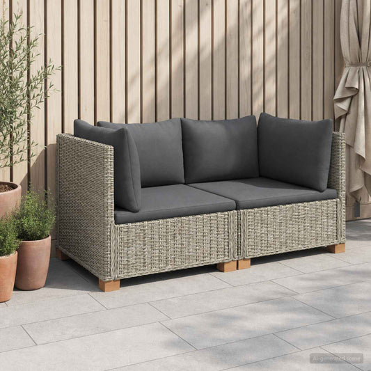 vidaXL 2 pcs Rattan Lounge Set with Cushions GENDT Natural Rattan