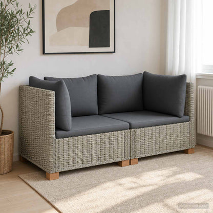 vidaXL 2 pcs Rattan Lounge Set with Cushions GENDT Natural Rattan