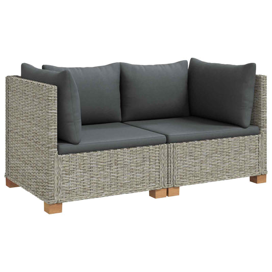vidaXL 2 pcs Rattan Lounge Set with Cushions GENDT Natural Rattan