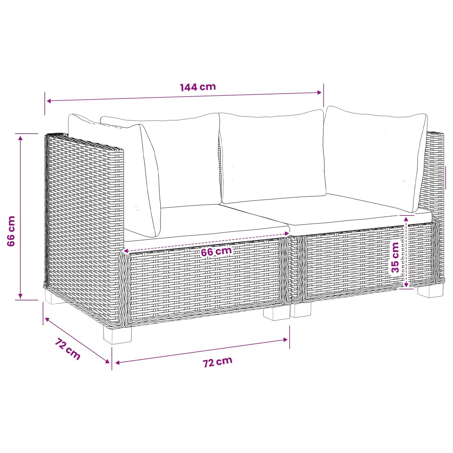 vidaXL 2 pcs Rattan Lounge Set with Cushions GENDT Natural Rattan