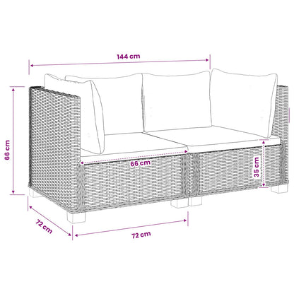 vidaXL 2 pcs Rattan Lounge Set with Cushions GENDT Natural Rattan