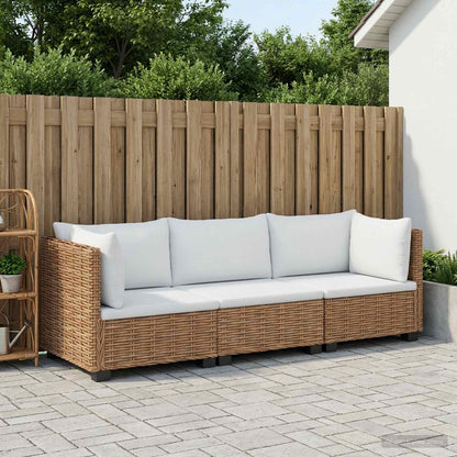 vidaXL 3 pcs Rattan Lounge Set with Cushions GENDT Natural Rattan