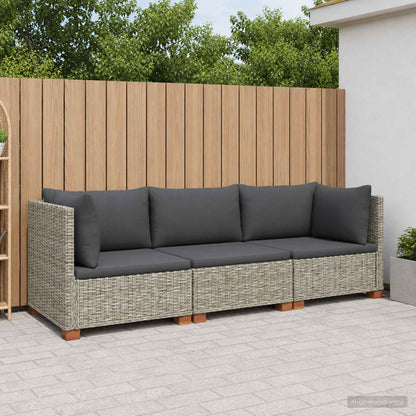 vidaXL 3 pcs Rattan Lounge Set with Cushions GENDT Natural Rattan