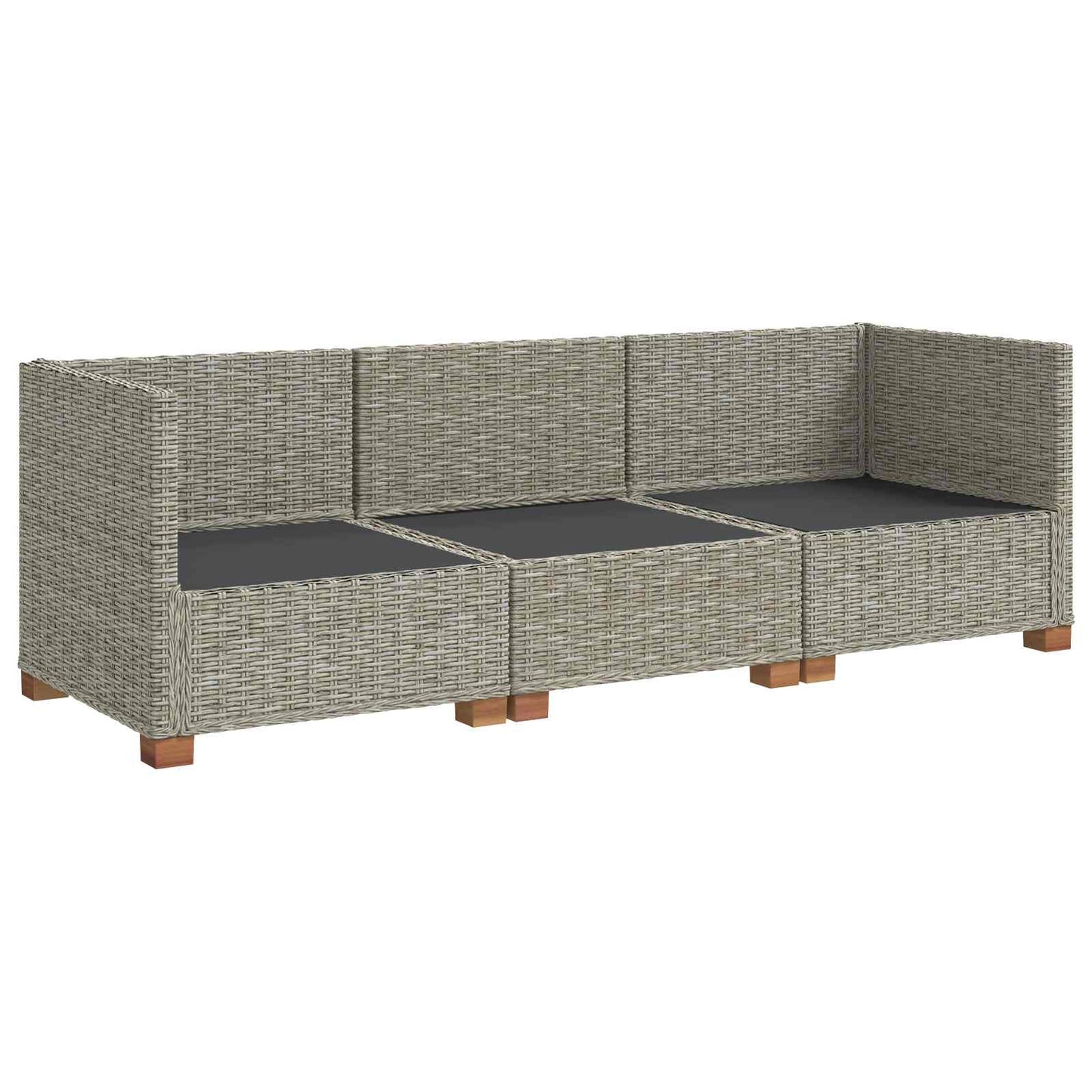 vidaXL 3 pcs Rattan Lounge Set with Cushions GENDT Natural Rattan