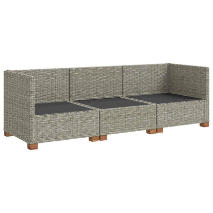 vidaXL 3 pcs Rattan Lounge Set with Cushions GENDT Natural Rattan