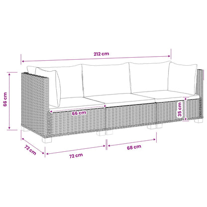 vidaXL 3 pcs Rattan Lounge Set with Cushions GENDT Natural Rattan