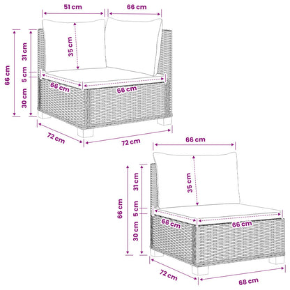 vidaXL 3 pcs Rattan Lounge Set with Cushions GENDT Natural Rattan