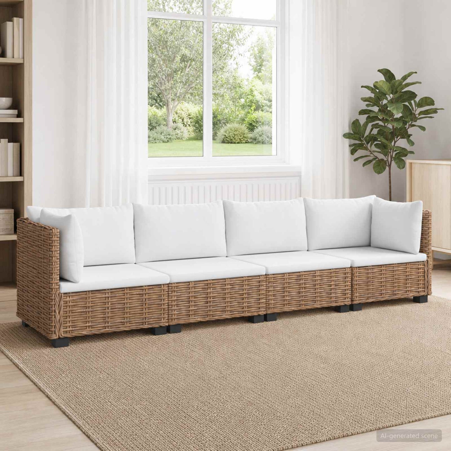 vidaXL 4 pcs Rattan Lounge Set with Cushions GENDT Natural Rattan
