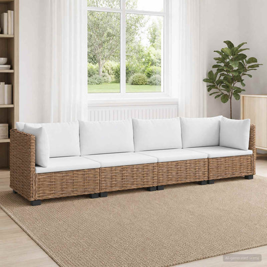 vidaXL 4 pcs Rattan Lounge Set with Cushions GENDT Natural Rattan