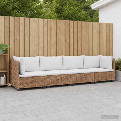 vidaXL 4 pcs Rattan Lounge Set with Cushions GENDT Natural Rattan