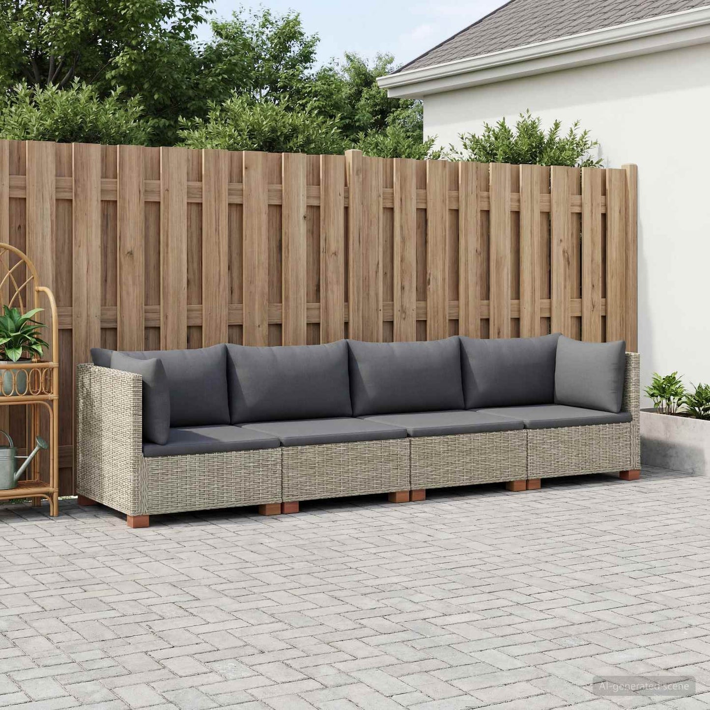 vidaXL 4 pcs Rattan Lounge Set with Cushions GENDT Natural Rattan