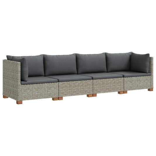 vidaXL 4 pcs Rattan Lounge Set with Cushions GENDT Natural Rattan