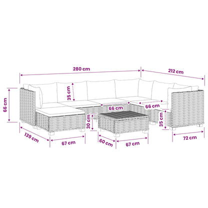 vidaXL 8 pcs Rattan Lounge Set with Cushions GENDT Natural Rattan