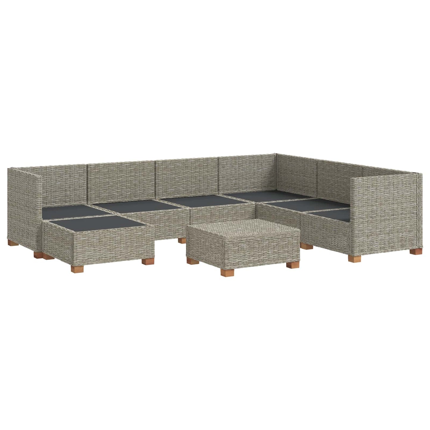 vidaXL 8 pcs Rattan Lounge Set with Cushions GENDT Natural Rattan