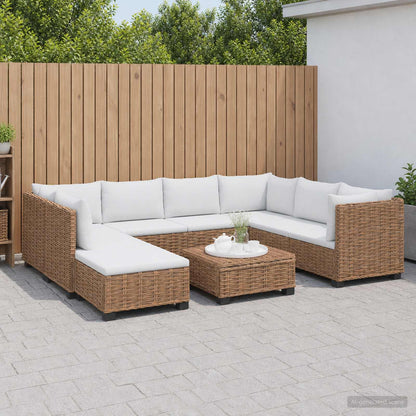 vidaXL 9 pcs Rattan Lounge Set with Cushions GENDT Natural Rattan