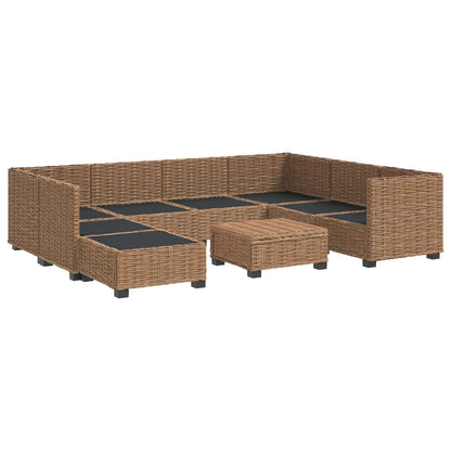 vidaXL 9 pcs Rattan Lounge Set with Cushions GENDT Natural Rattan