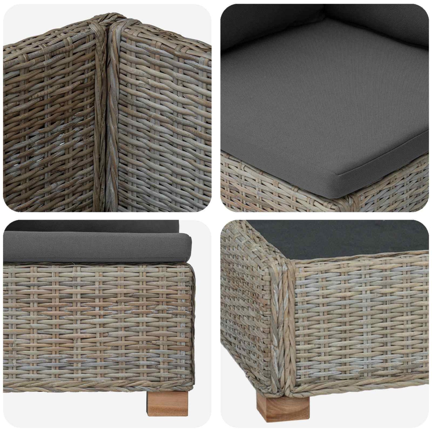 vidaXL 9 pcs Rattan Lounge Set with Cushions GENDT Natural Rattan