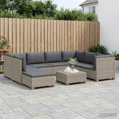 vidaXL 9 pcs Rattan Lounge Set with Cushions GENDT Natural Rattan