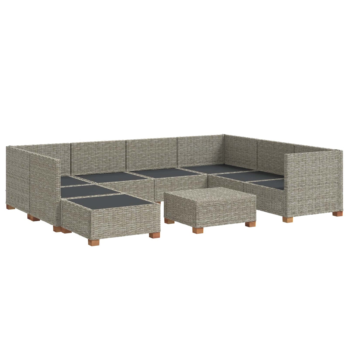 vidaXL 9 pcs Rattan Lounge Set with Cushions GENDT Natural Rattan