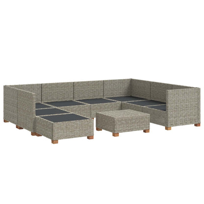 vidaXL 9 pcs Rattan Lounge Set with Cushions GENDT Natural Rattan