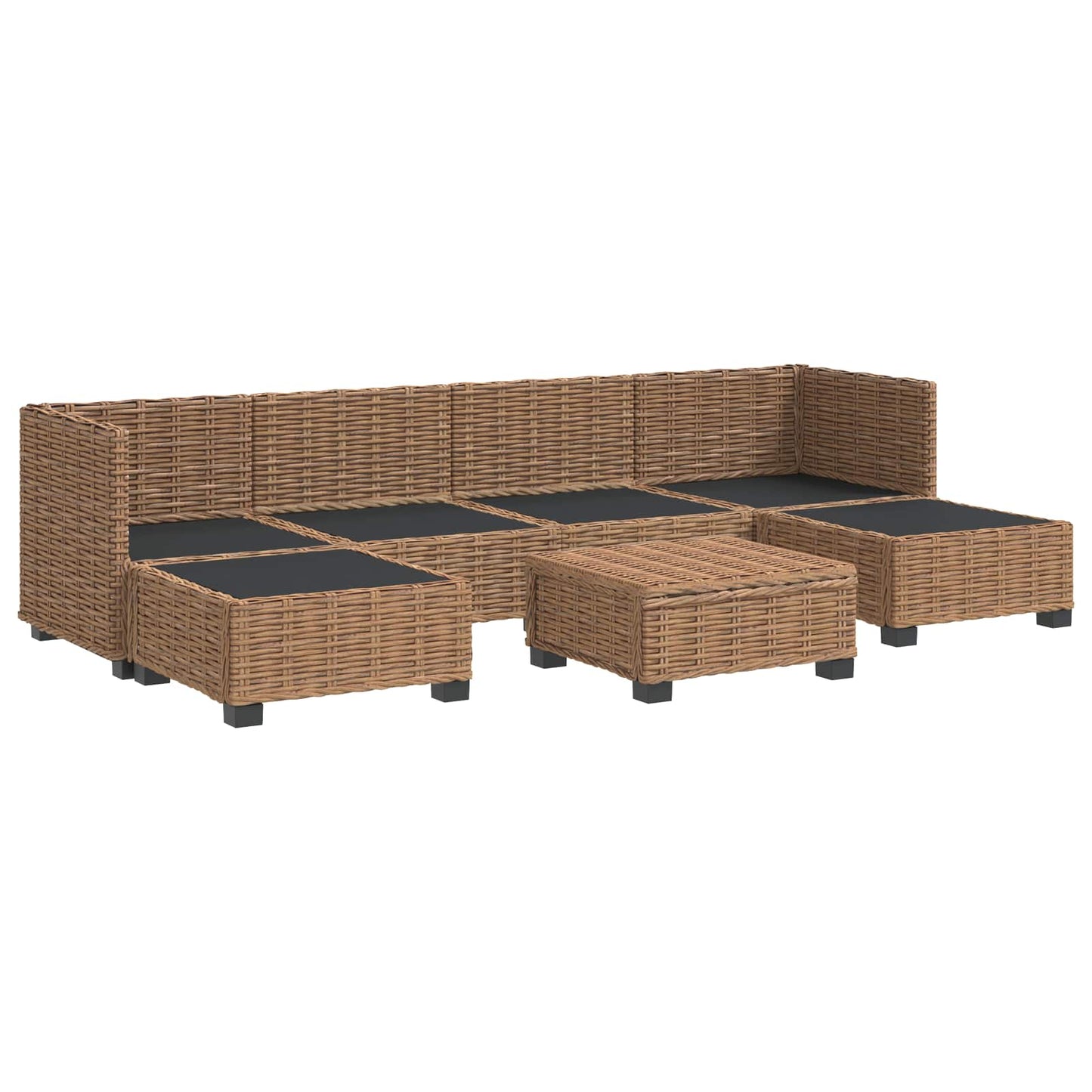 vidaXL 7 pcs Rattan Lounge Set with Cushions GENDT Natural Rattan