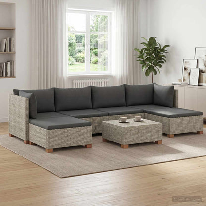 vidaXL 7 pcs Rattan Lounge Set with Cushions GENDT Natural Rattan