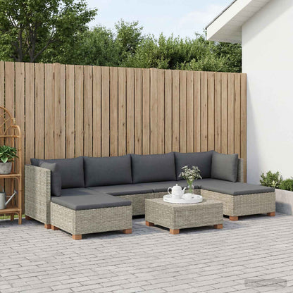 vidaXL 7 pcs Rattan Lounge Set with Cushions GENDT Natural Rattan