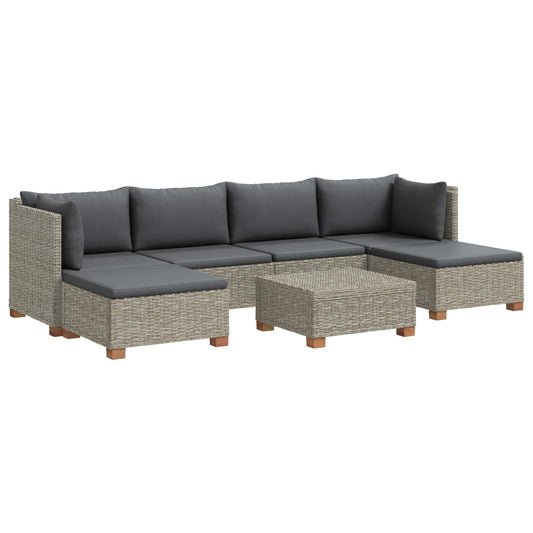 vidaXL 7 pcs Rattan Lounge Set with Cushions GENDT Natural Rattan