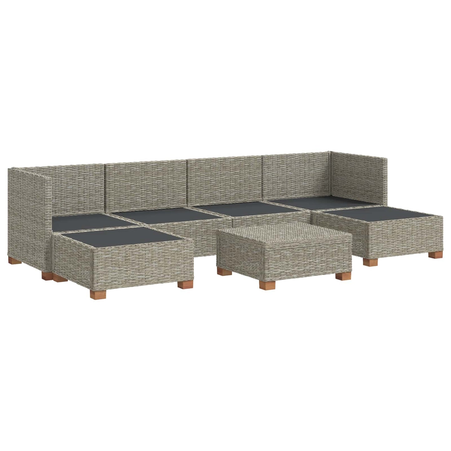 vidaXL 7 pcs Rattan Lounge Set with Cushions GENDT Natural Rattan