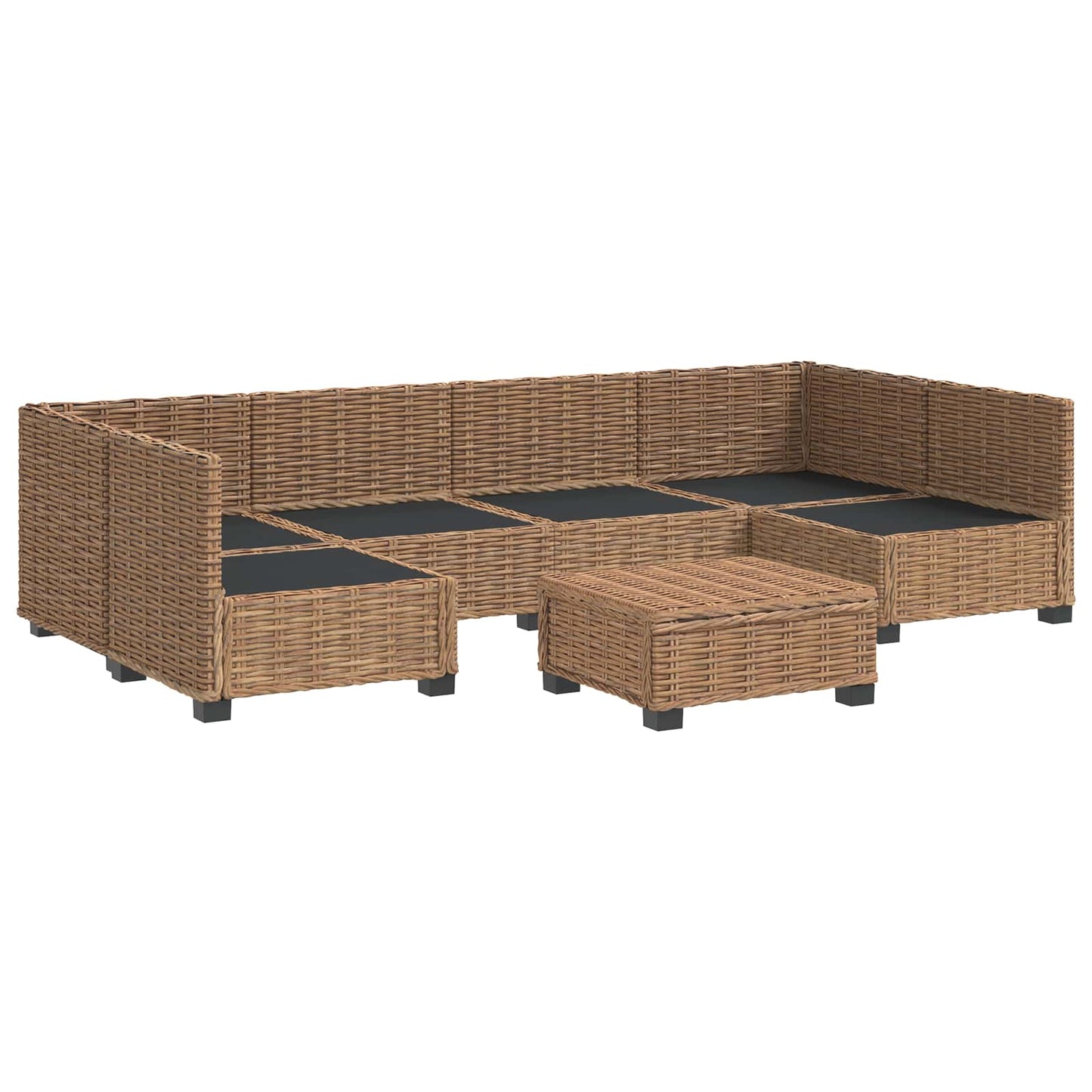 vidaXL 7 pcs Rattan Lounge Set with Cushions GENDT Natural Rattan