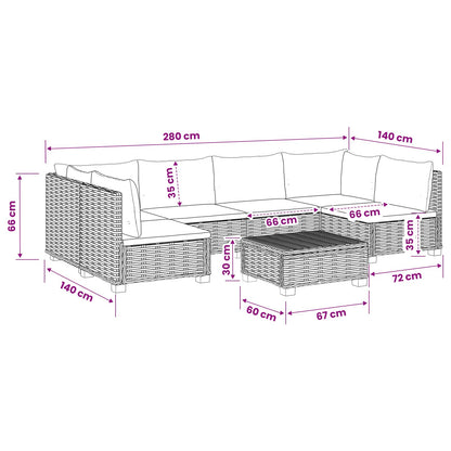 vidaXL 7 pcs Rattan Lounge Set with Cushions GENDT Natural Rattan