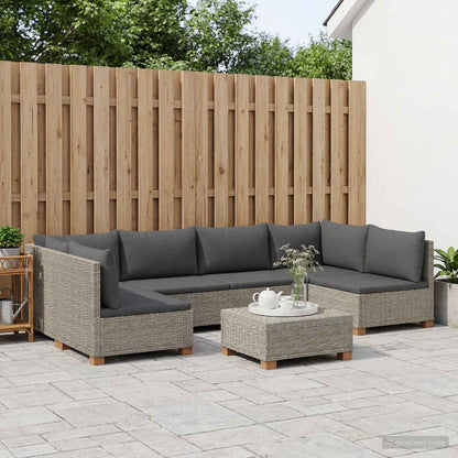 vidaXL 7 pcs Rattan Lounge Set with Cushions GENDT Natural Rattan