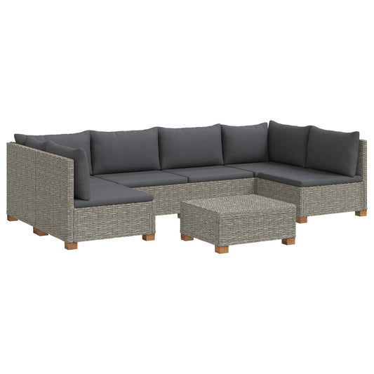 vidaXL 7 pcs Rattan Lounge Set with Cushions GENDT Natural Rattan