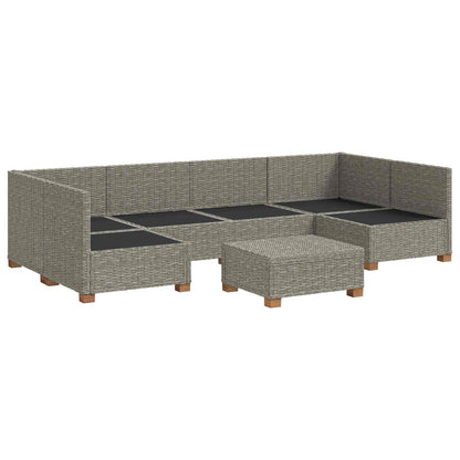 vidaXL 7 pcs Rattan Lounge Set with Cushions GENDT Natural Rattan