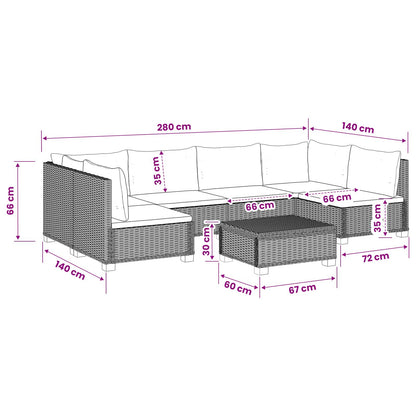vidaXL 7 pcs Rattan Lounge Set with Cushions GENDT Natural Rattan