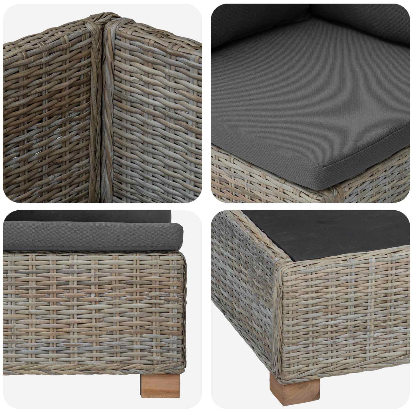 vidaXL 6 pcs Rattan Lounge Set with Cushions GENDT Natural Rattan